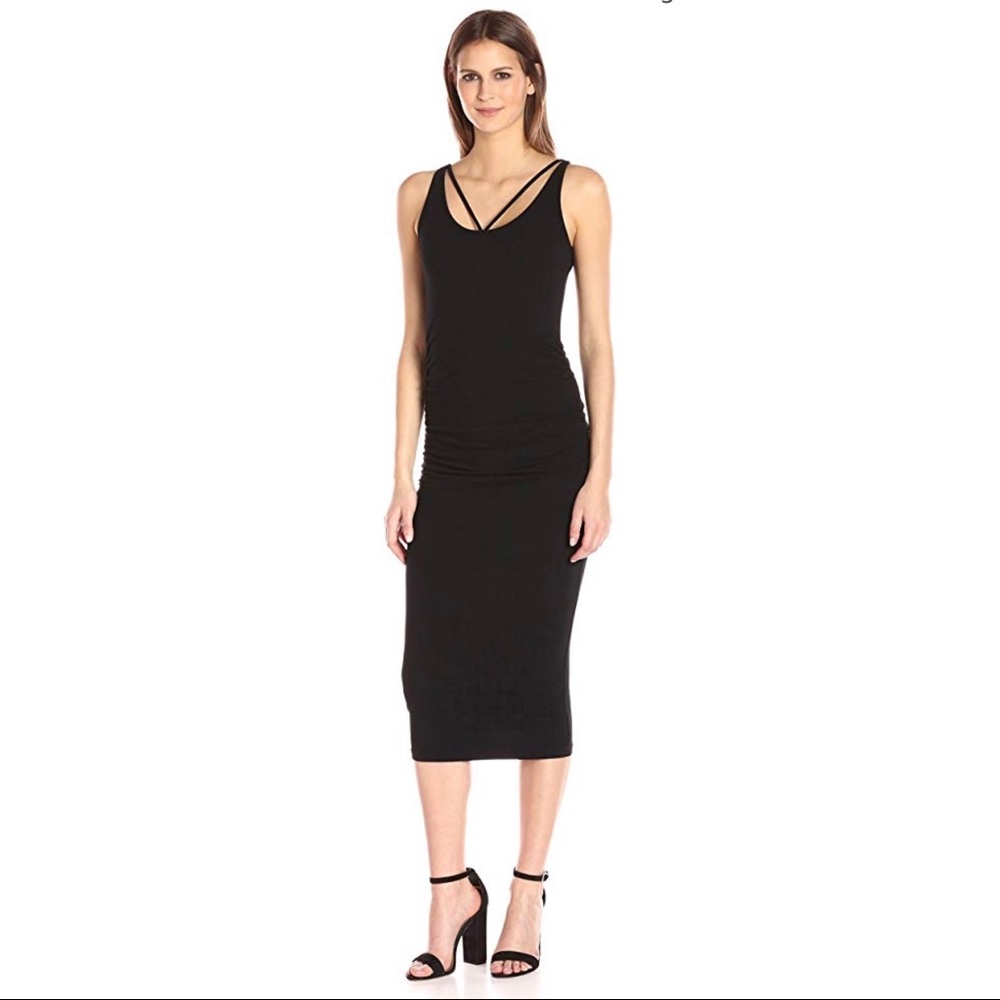 Michael Stars front to back black sleeveless midi dress size small